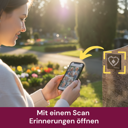 Grabstein QR-Code mit digitaler Gedenkseite
